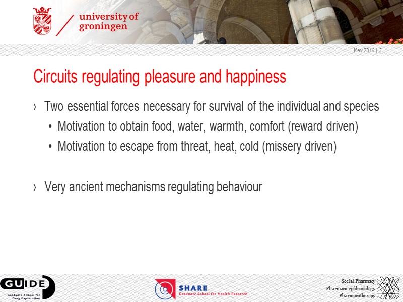 Circuits regulating pleasure and happiness Two essential forces necessary for survival of the individual